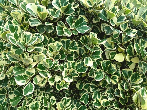 Closeup view of ficus triangularis variegata plant