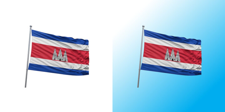Waving flag of costa rica isolated icon set on white background