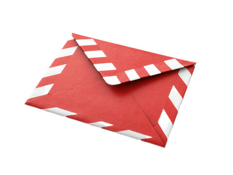 Red Airmail Envelope with Striped Border Isolated on White