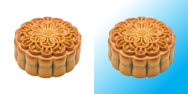 A single traditional baked mooncake for the chinese mid autumn festival celebration