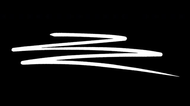 White zig-zag line stroke isolated on transparent background in 4K alpha channel for text selection, highlight, and correction.