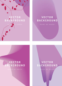 Abstract purple vector background set, modern fluid gradient posters with organic shapes, minimalist lavender aesthetic covers for social media