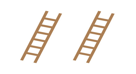 Two brown wooden ladders are displayed on a white background © Md