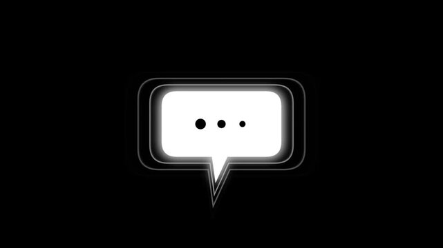 Abstract Neon Glowing Chat Bubble Animation Loop on Black Background