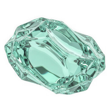 A stunning, large, faceted emerald gemstone with a brilliant green hue. isolated on transparent background