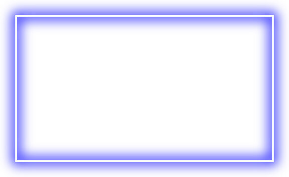 Pink and blue neon rectangular frame transparent background