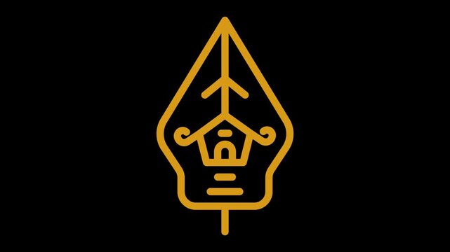 animated wayang gunungan gold line art vector for cultural video