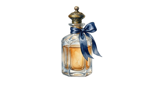 Vintage perfume bottle isolated on transparent background