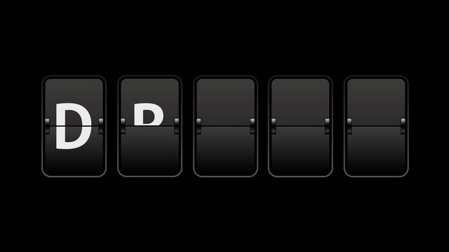 Flip text animation of a board showing the word dream with transparent background video & looping alpha channel.
