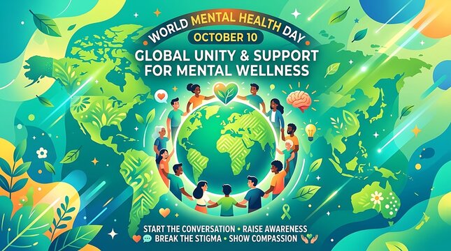 World mental health day unity illustration