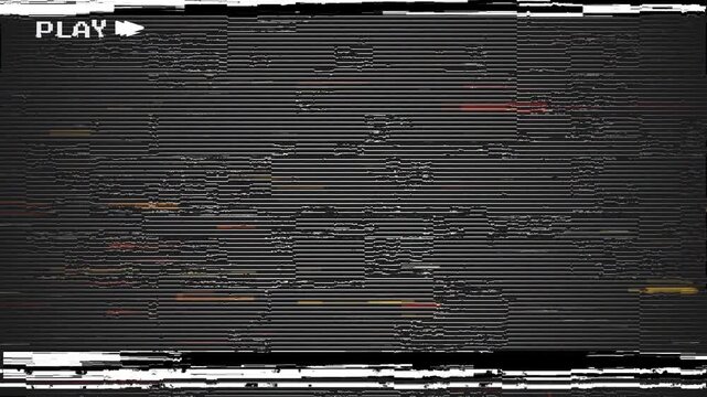  Video cassette recorder 4k  video Analog vhs play static noise overlay with . Abstract digital glitch transition overlay  signal interference distortion format landscape 
