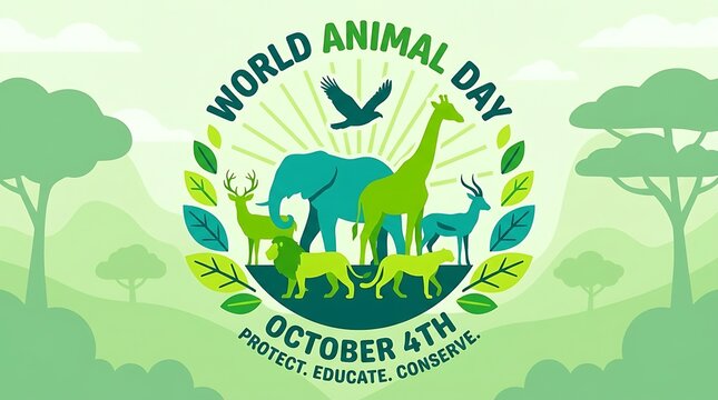 World animal day illustration with animals and birds