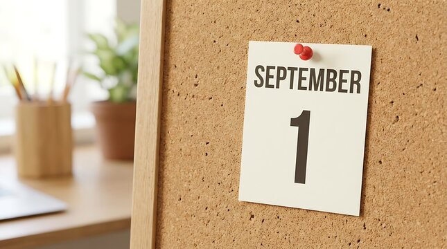September first calendar card on wall