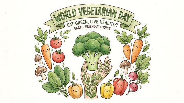 World vegetarian day colorful vegetable illustration