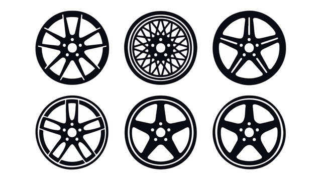 Six Automotive Wheel Rims Collection &ndash; Car Rim Vector Set Isolated on Background