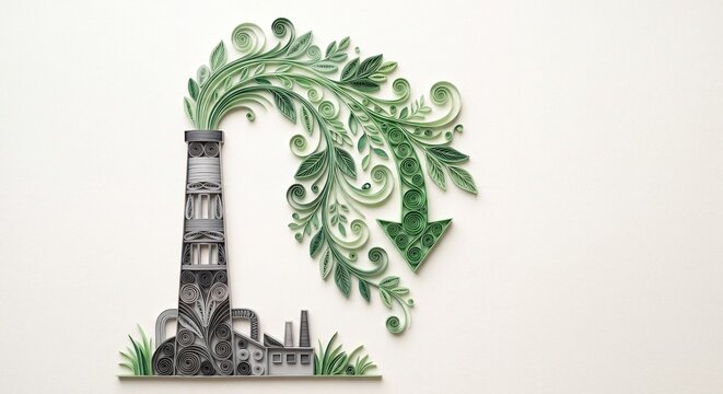 Quilled paper carbon emission reduction concept