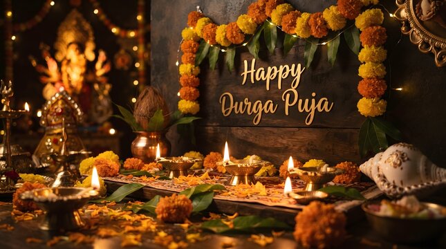 Celebrating the divine feminine a vibrant and joyous depiction of durga puja festivities and traditions in india