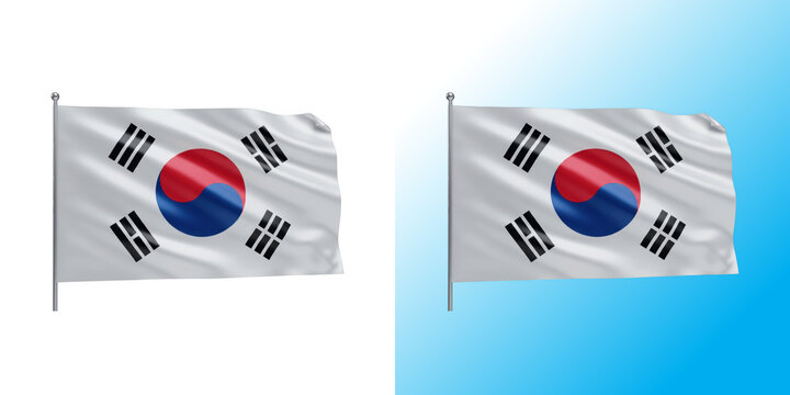 Waving flag of south korea isolated on a white background