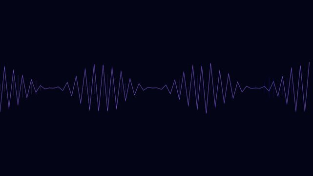  Dark blue audio frequency waveform on black background, digital sound wave visualization