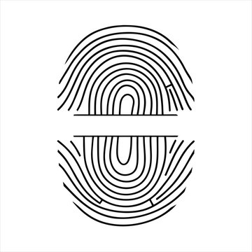 Fingerprint split frame vector icon for text placeholder, minimalist biometric thumbprint outline symbol isolated on white background