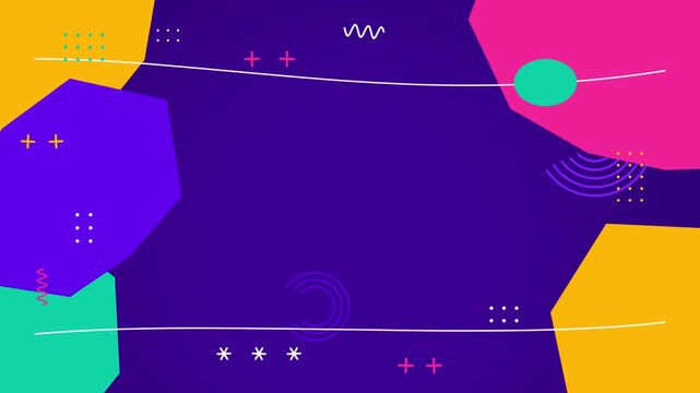 Vibrant memphis style motion background, with geometric shapes, and abstract for, modern projects