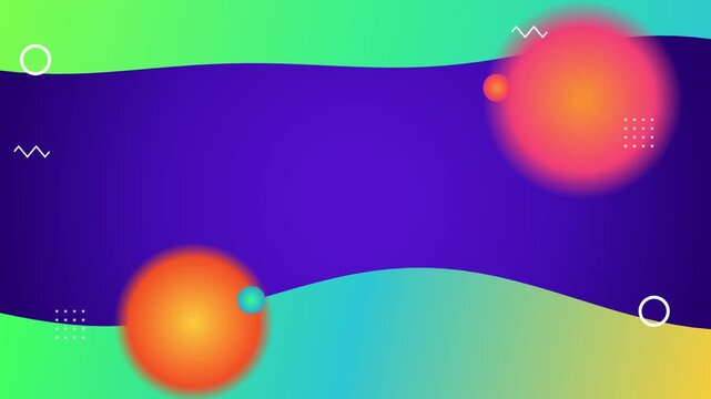 Vibrant abstract motion background, with floating gradient, spheres and geometric, memphis