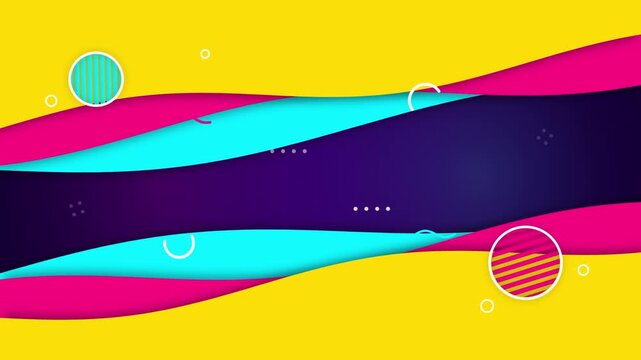 Vibrant abstract motion background, with fluid liquid, waves and geometric, memphis for modern