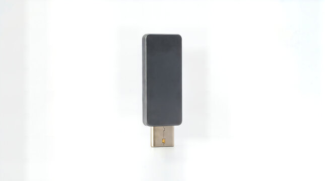 Black rectangular usb flash drive memory stick isolated on white background