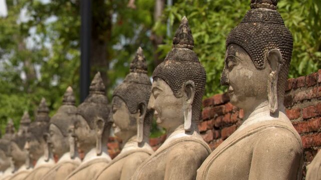 Row of Stone Buddha Statues at Wat Yai Chai Mongkhon Ayutthaya