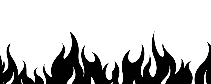 Close up view of black flame bottom border vector illustration on transparent background design.