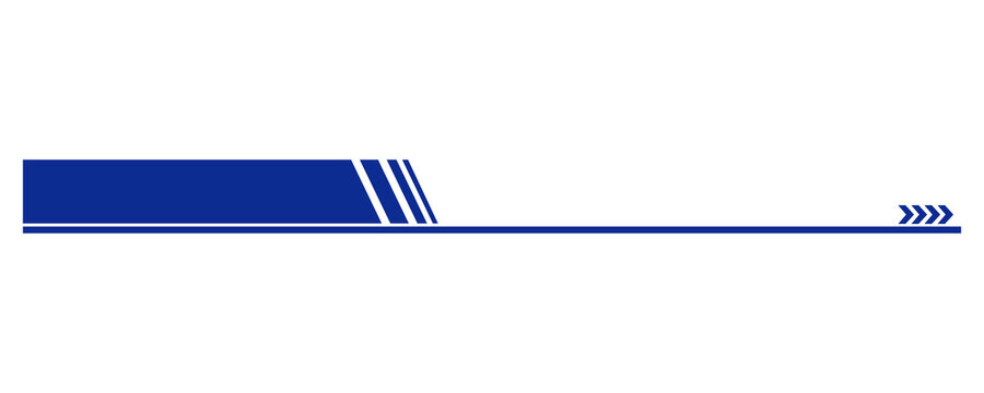 Lower thirds banner template featuring blue arrows for professional television graphics on transparent background.