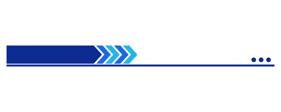 Lower thirds design template with blue arrows for television broadcasting news overlays on transparent background.