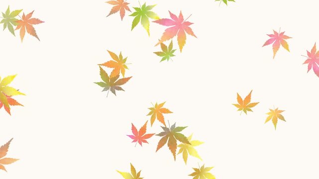紅葉, もみじ, 秋の背景, ループする落葉, 葉, 水彩のイラスト, 植物, カラフルな水彩画のグラデーション, アニメーション, 3dcg, 自然の風景, cg, 手描き, グラフィック, 黄色, 赤色, 色, モーション, 3d, 落ち葉, カラー, アート, 晴れ, 緑色, かわいい, 明るい, 楓, 手書き, 日本の鮮やかな山の風景, 枯葉, モミジ, おしゃれな和風のテクスチャ