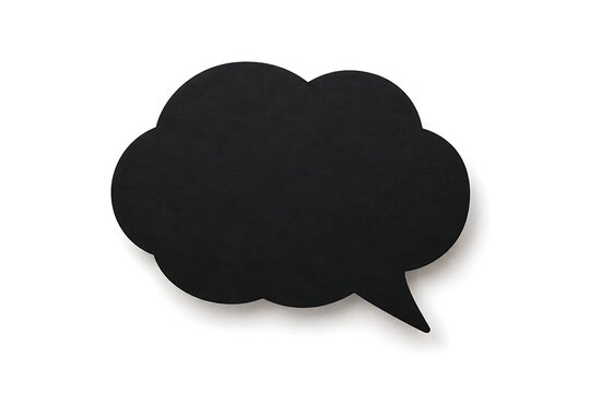 Black speech bubble cutout isolated on a white background with copy space for text