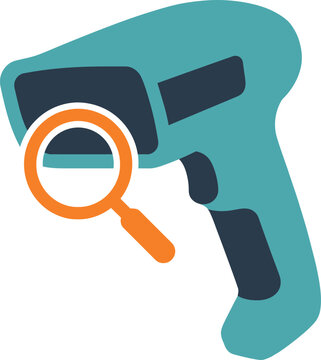 Barcode Scanner Icon with Magnifying Glass for Product Search Inventory Check and Retail