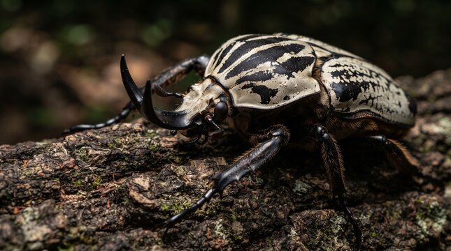 A close up of a Polyphylla fullo beetle on a tree trunk.