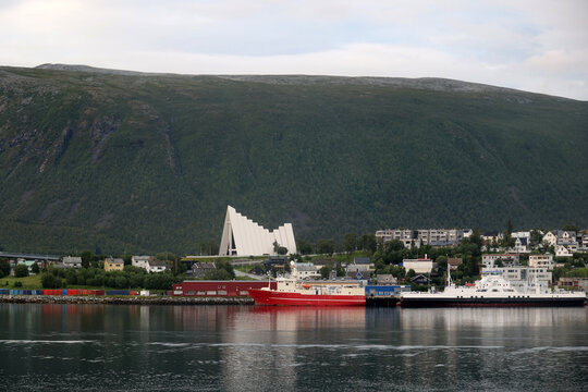 View of the port the Norwegian city of Tromso 