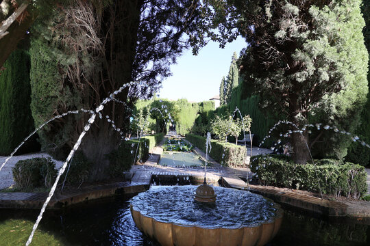 Generalife Garden in the Spanish city Granada, Andalusia, Spain    