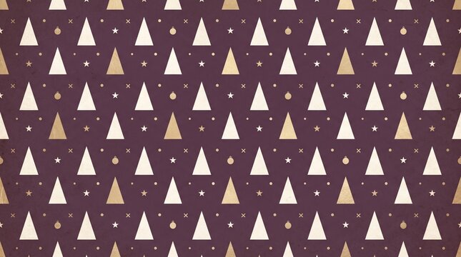 Plum Purple and Warm White Luxury Christmas Seamless Pattern