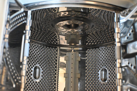 Empty top-loading washing machine drum