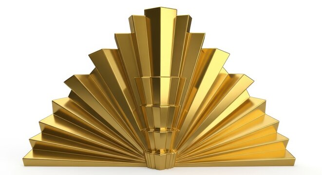 Golden fan-shaped book stack displaying radiant pages