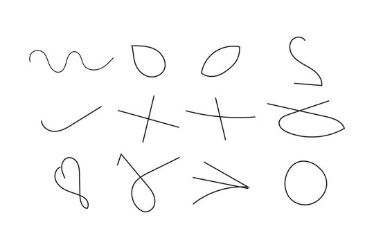 Simple abstract doodle line icons set isolated on white background