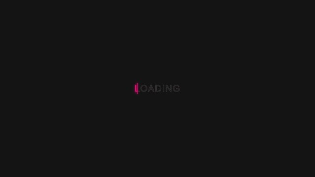 Loading Text Animation with Neon Pink Strobe Effect for Digital Interface Overlay