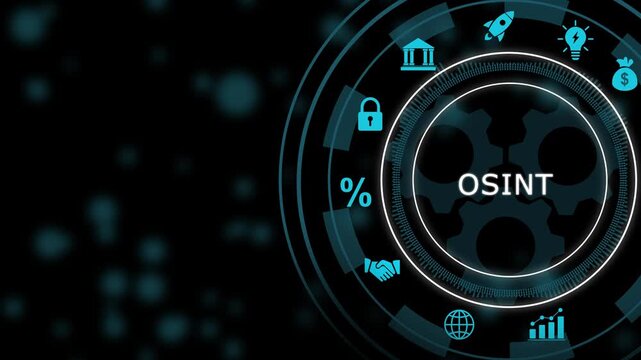 Osint open source intelligence concept with digital hud interface and cyber security data analysis digital interface