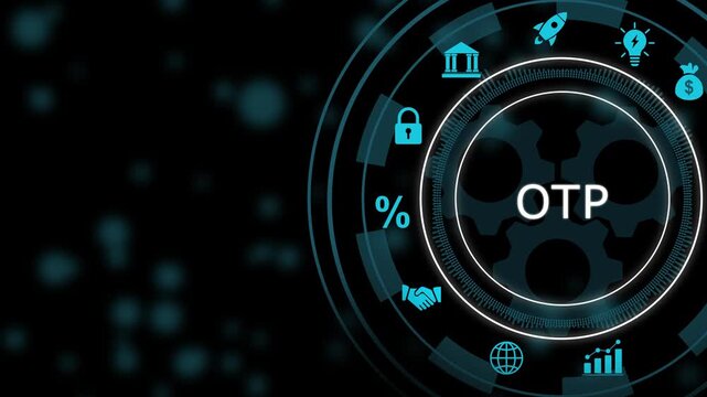 Otp one time password security concept with digital hud interface and financial cybersecurity digital security