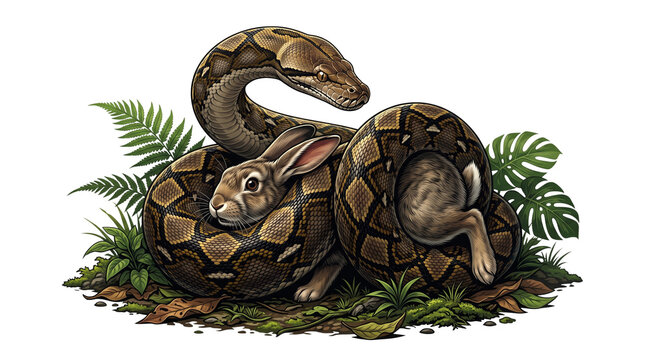Snake with rabbit