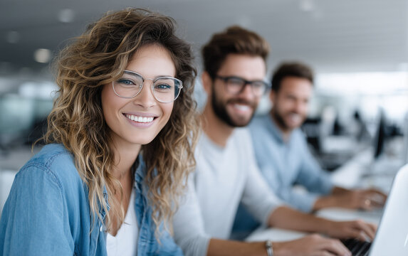 Young Professionals Working Together in Modern Startup Environment &mdash; Authentic Teamwork Portrait

