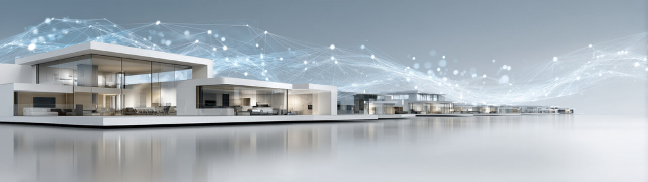 Smart Home and Connected Living Concept with Network-Inspired Architecture &mdash; Modern Technology Visualization

