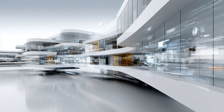 Digital Twin Technology Background with Floating Architectural Wireframes &mdash; Innovation Data Visualization

