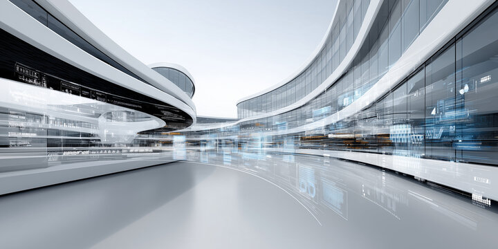 Digital Twin Technology Background with Floating Architectural Wireframes &mdash; Innovation Data Visualization

